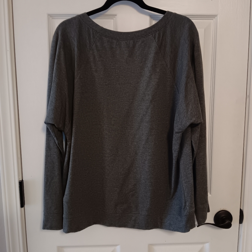 Halogen Sequin Heart Raglan Sleeve Round Neck Sweatshirt - Picture 6 of 7